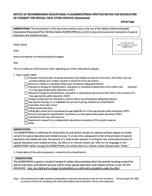 Notice of Recommended Educational Placement