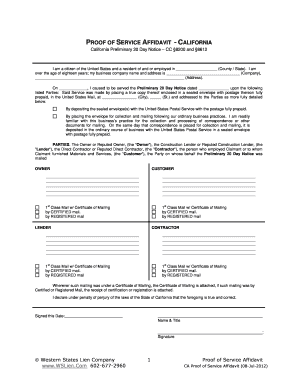 California Proof of Service Affidavit