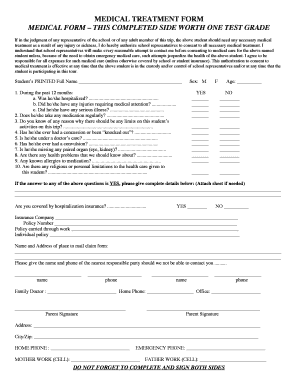 Medical Treatment Authorization Form