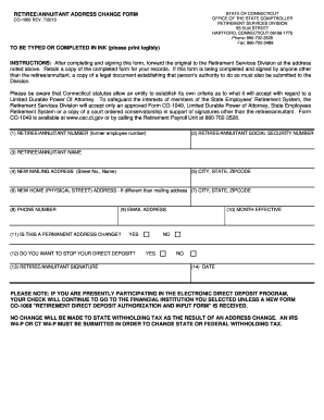 Retiree Annuitant Address Change Form