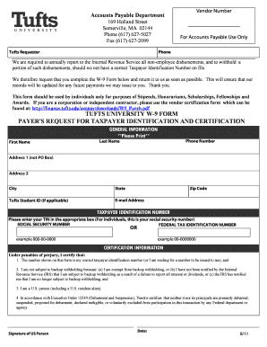 Tufts University W-9 Form