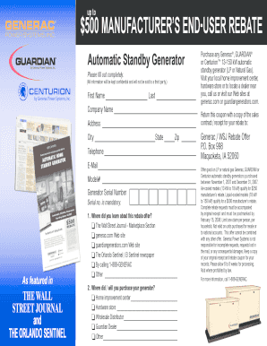 Generac Standby Generator Rebate Form