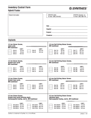 Inventory Control Form