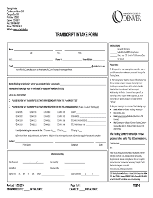 Transcript Intake Form