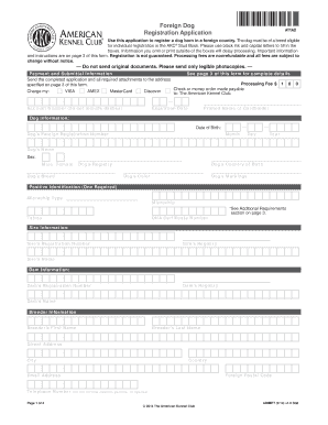 American Kennel Club Foreign Dog Registration Application
