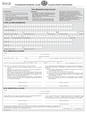 Canadian Kennel Club Non-Breeding Agreement