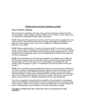 UK HM Customs C3 Form