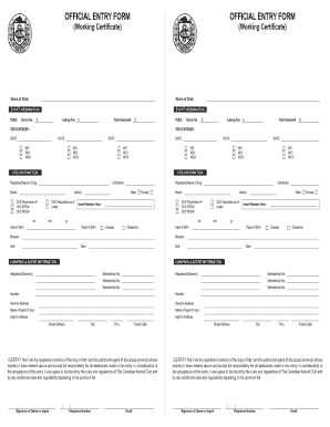 Canadian Kennel Club Dog Entry Form