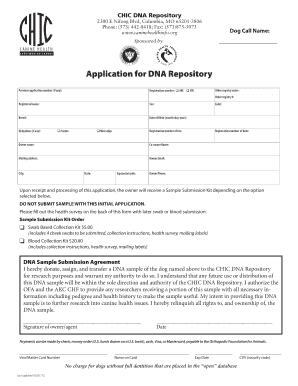 Canine Health DNA Repository Application