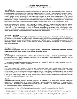 Tuscaloosa County School System Technology Acceptable Usage Agreement