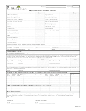 Employee Business Expenses Form