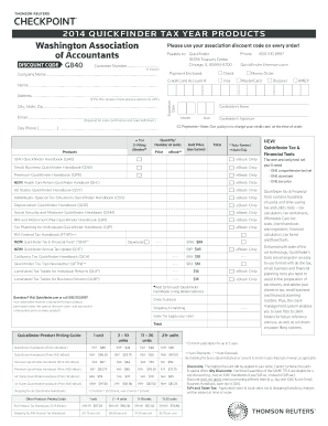 Quickfinder Tax & Financial Tools Order Form