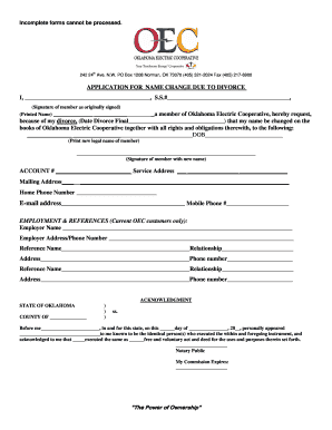 Name Change Application Due to Divorce