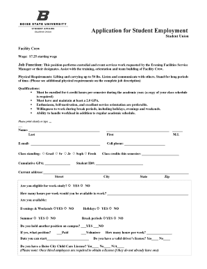 Student Employment Application