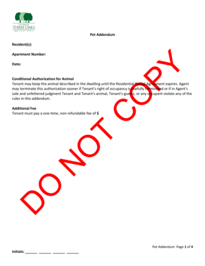 Pet Addendum to Residential Rental Agreement