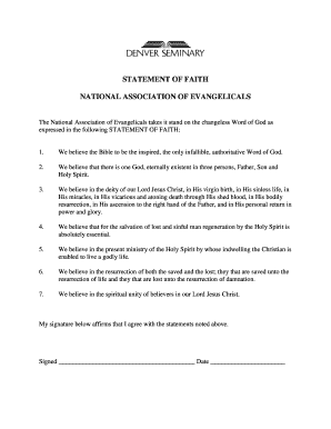 Statement of Faith Agreement