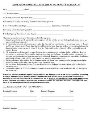 Addendum to Rental Agreement