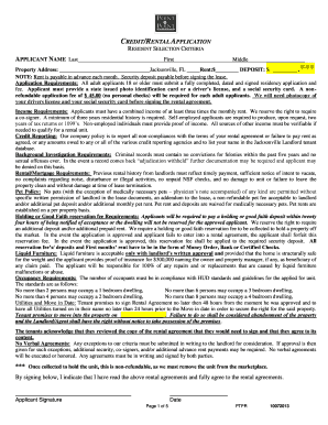 Credit Rental Application