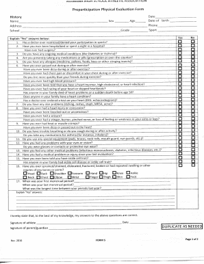 Preparticipation Physical Evaluation Form