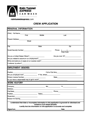 Crew Application Form