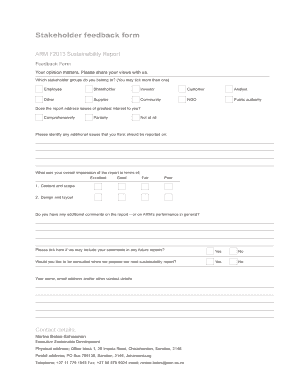 Stakeholder Feedback Form