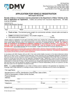 Nevada Vehicle Registration Application