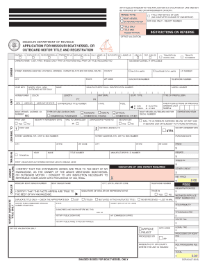Missouri Boat/Vessel Title and Registration Application