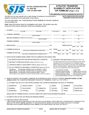 CIF Athletic Transfer Eligibility Application