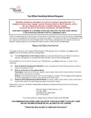 Tax Offset Hardship Refund Request