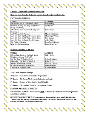 Third Grade Summer Reading List