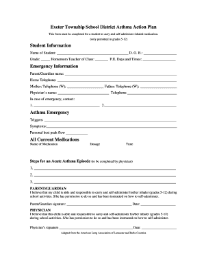 Exeter Township School District Asthma Action Plan
