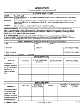 US Army Unit Clearance Record