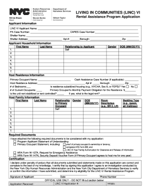 LINC VI Rental Assistance Program Application