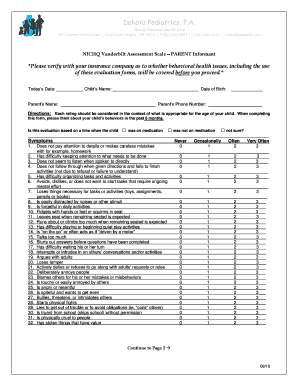 NICHQ Vanderbilt Assessment Scale Parent Form