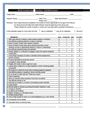 NICHQ Vanderbilt Assessment Scale - Teacher Informant