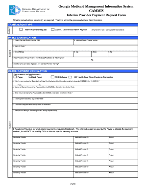 Georgia Medicaid Interim Provider Payment Request Form