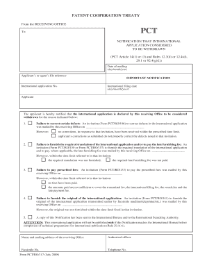 PCT Withdrawal Notification