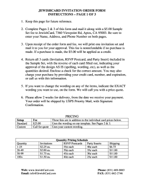 JewishCard Invitation Order Form
