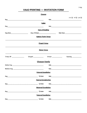Jewish Wedding Invitation Form