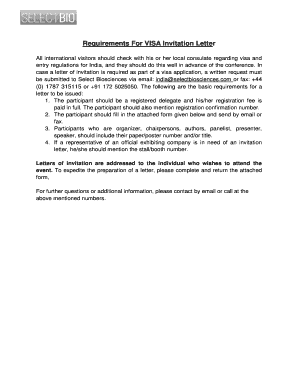 Visa Invitation Letter Request Form