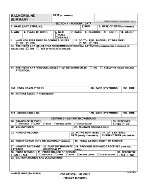 US Navy Background Investigation Form