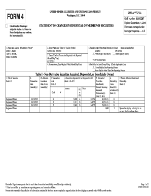 Form 4 Statement of Changes in Beneficial Ownership