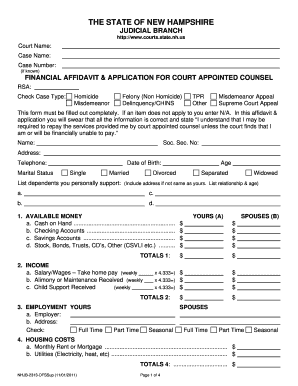 Financial Affidavit & Application for Court Appointed Counsel