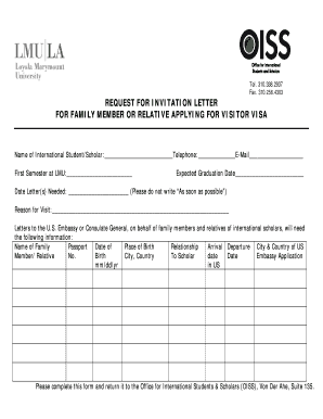 Request for Invitation Letter for Family Member