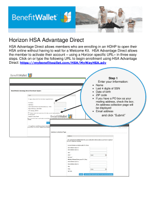 Horizon HSA Advantage Direct Enrollment Form