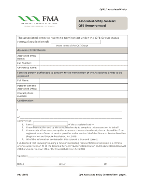 QFE Associated Entity Consent Form