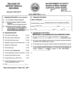 New Hampshire Motor Vehicle Record Request Form