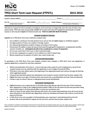 TPEG Short Term Loan Request Form