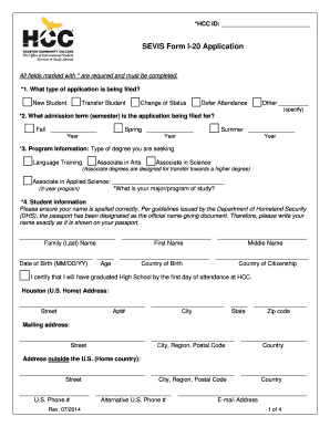 SEVIS Form I-20 Application