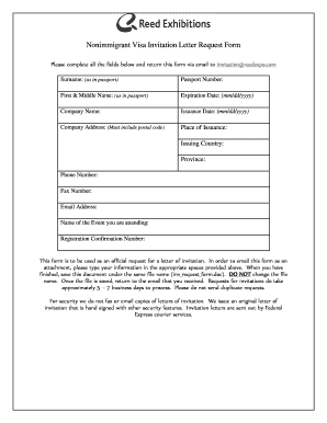 Nonimmigrant Visa Invitation Letter Request Form